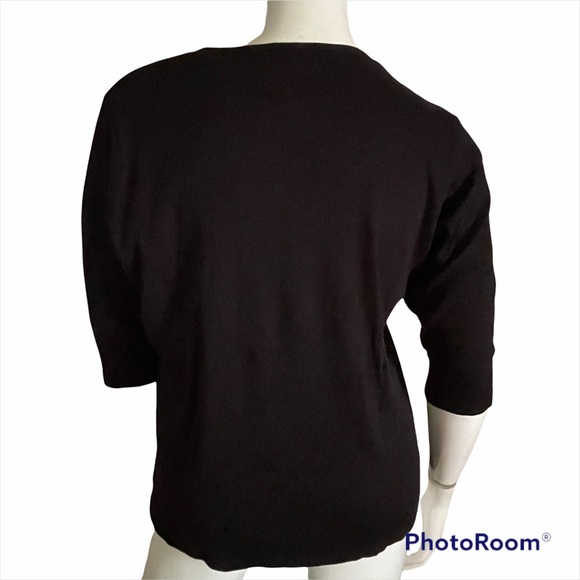 Quacker Factory black sequined ribbed knit top - Picture 3 of 7